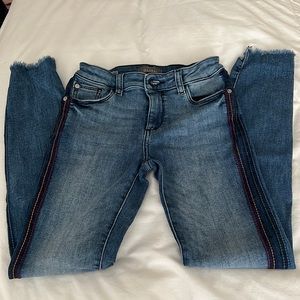 DL 1961 Jeans w/ side color stitching and frayed hem